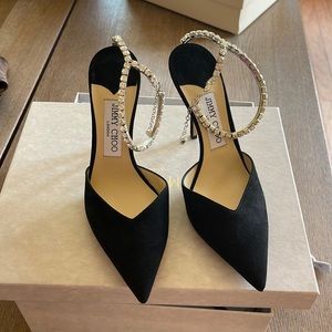Jimmy Choi Saeda Crystal Ankle Strap Pointed Toe Pump